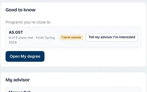 A glimpse of a student's home page in GradWright, from a practice school with made-up students